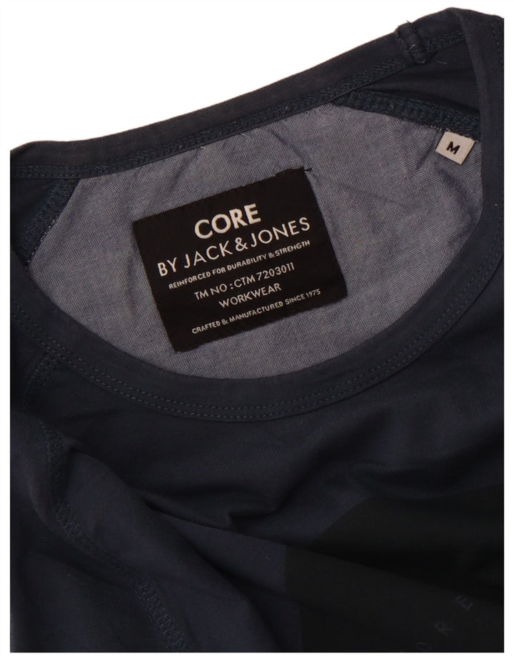 Jack & Jones Hombre Top Gráfico Manga Larga Azul Marino Medio