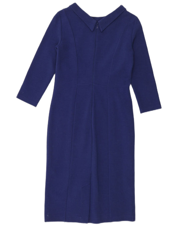 Hobbs Vestido tubo de manga 3/4 para mujer UK 10 Small Blue Cotton