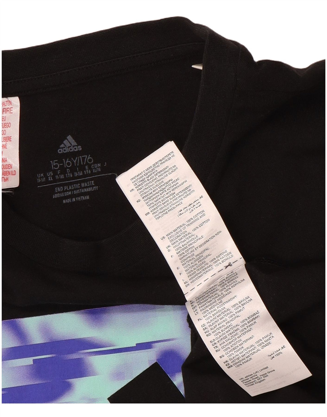 Adidas Camiseta gráfica para niño 15-16 años Negro