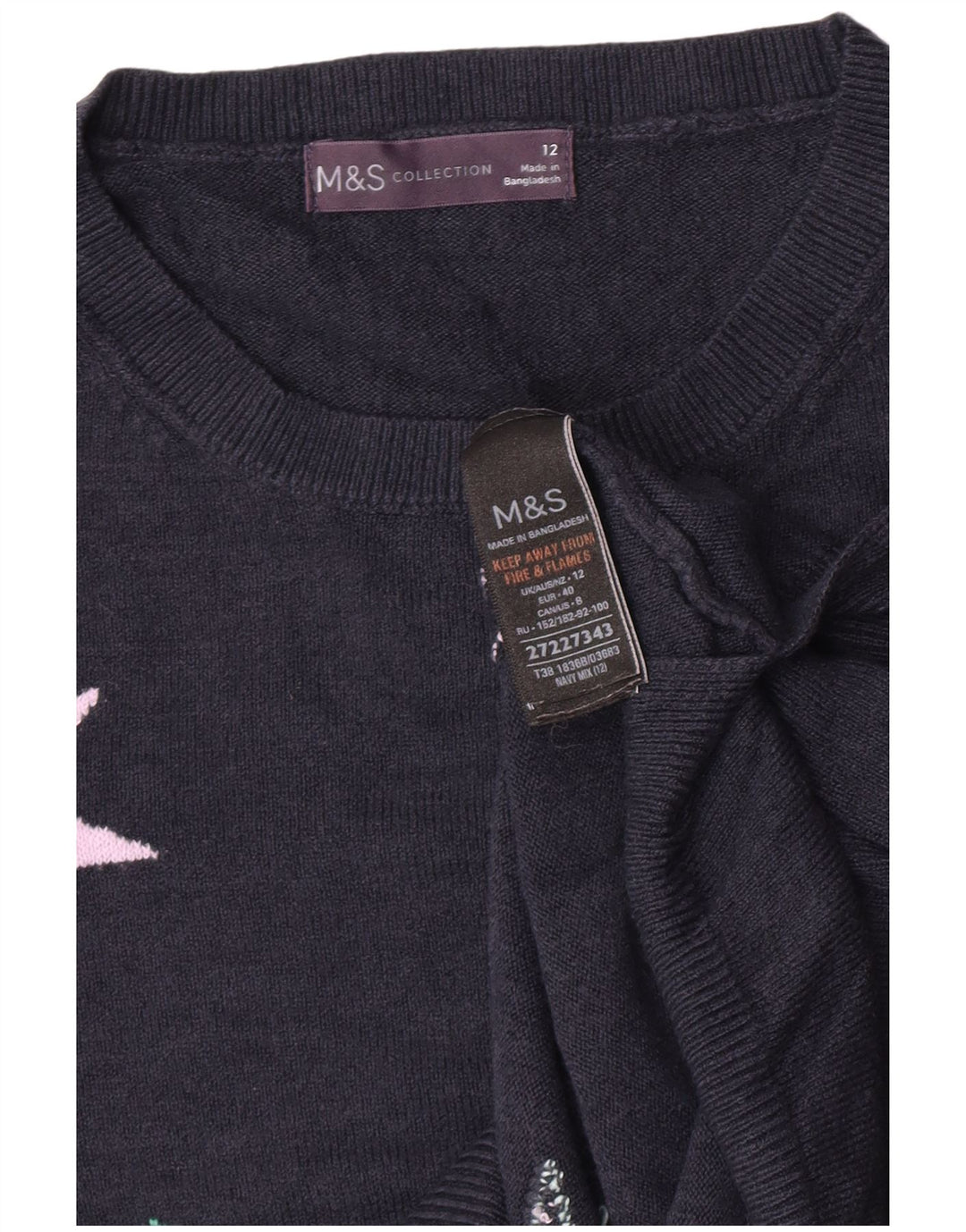 Marks & Spencer - Jersey de cuello redondo para mujer, talla 40, talla M, color azul marino