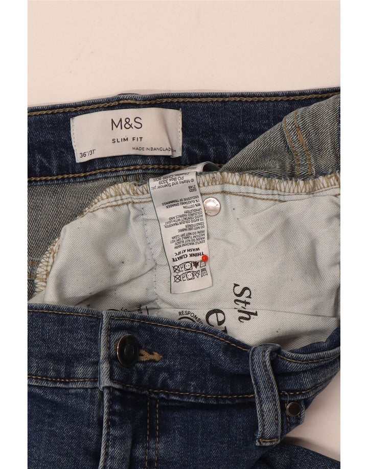 Marks & Spencer Vaqueros ajustados para hombre W36 L31 Algodón azul