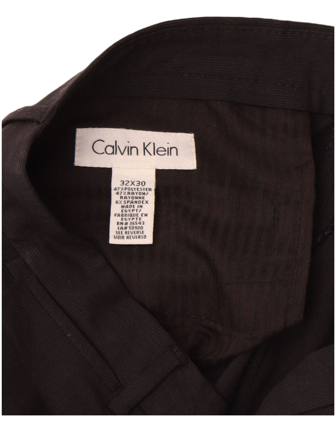 Pantalones chinos rectos Calvin Klein para hombre W32 L30 Poliéster negro