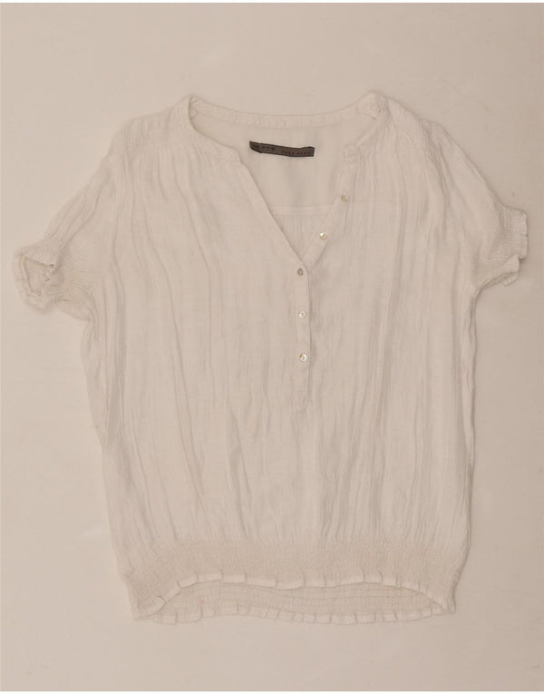 Zara Mujer Blusa Top UK 46 Grande Blanco