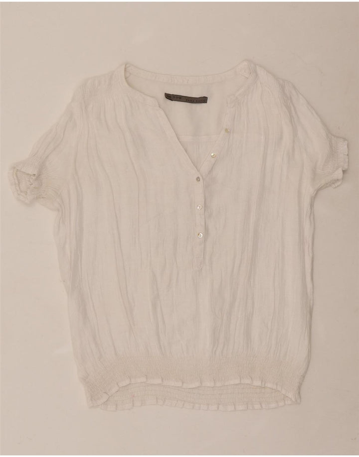 Zara Mujer Blusa Top UK 46 Grande Blanco