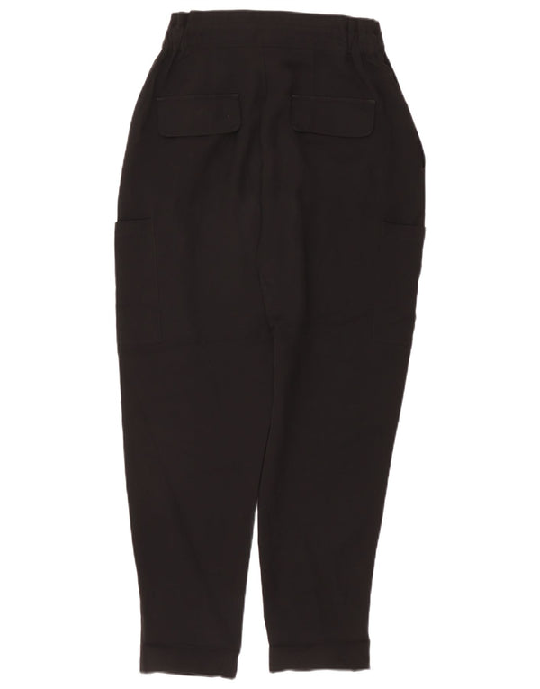 Zara Mujer Pantalones Cargo Cónicos De Cintura Alta EU 40 Medium W30 L28 Negro