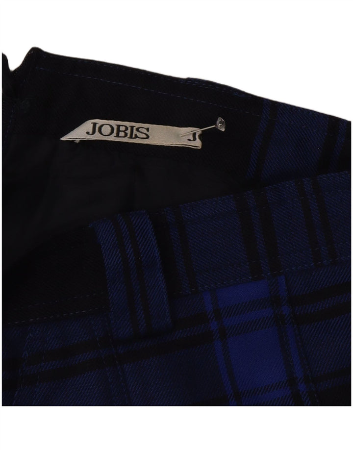 Jobis Falda Acampanada para Mujer EU 40 Medium W30 Lana Virgen a Cuadros Azul Marino