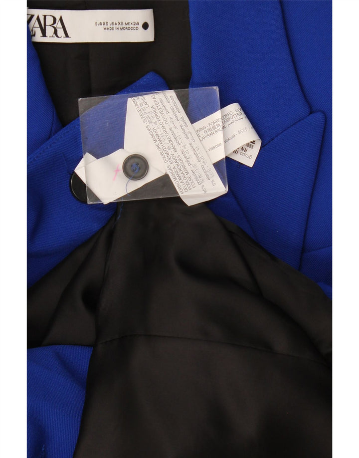 Zara Chaqueta tipo blazer con doble botonadura y corte holgado para mujer UK 6 XS Poliéster azul