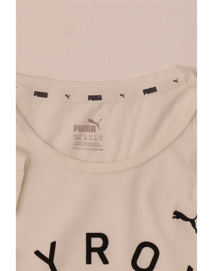 Puma Camiseta gráfica para mujer Top UK 12 Medium White
