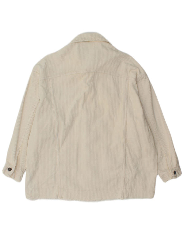 Zara Mujer Chaqueta De Pana Extragrande UK 10 Small Off White Cotton