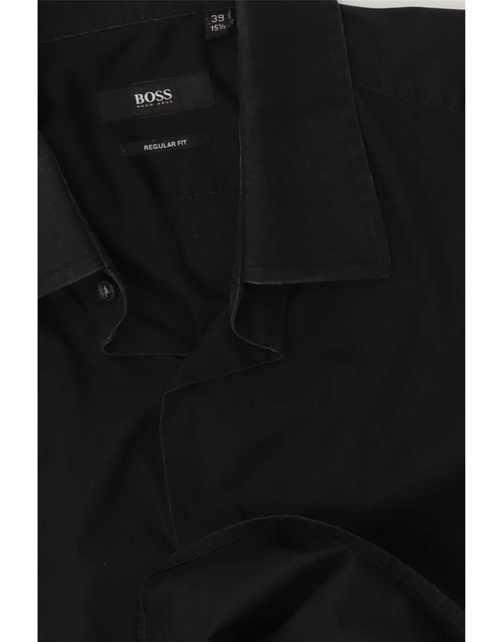 Hugo Boss Camisa de corte regular para hombre Talla 39 15 1/2 Mediana Negro