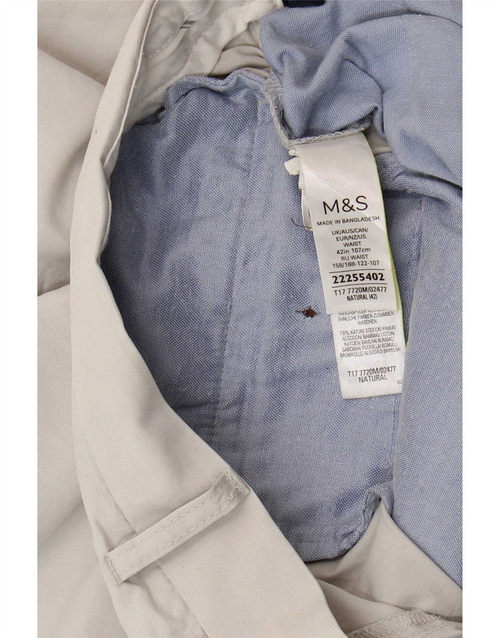 Marks & Spencer Pantalones cortos chinos para hombre W42 2XL Algodón beige