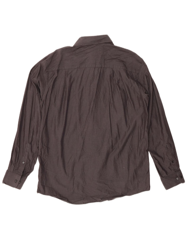 CALVIN KLEIN Camisa ajustada para hombre Talla 16 Algodón gris grande