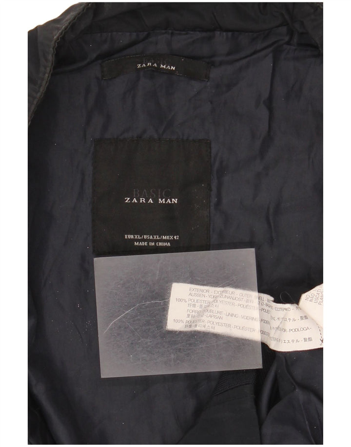 Zara Hombre Cazadora Bomber UK 42 XL Azul Marino Poliéster