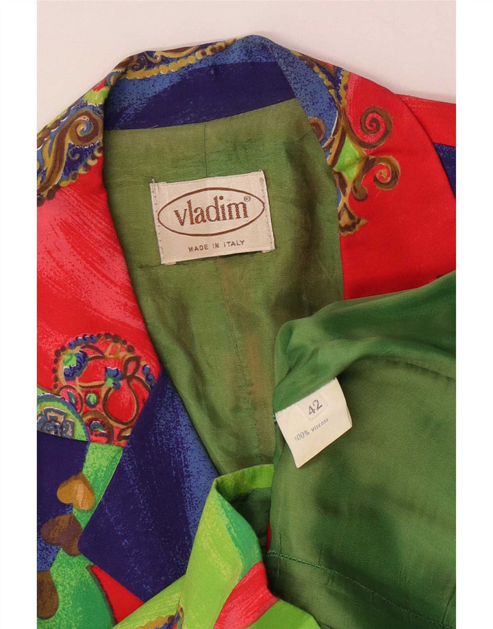 Vintage mujer Blazer chaqueta IT 42 medio patchwork multicolor