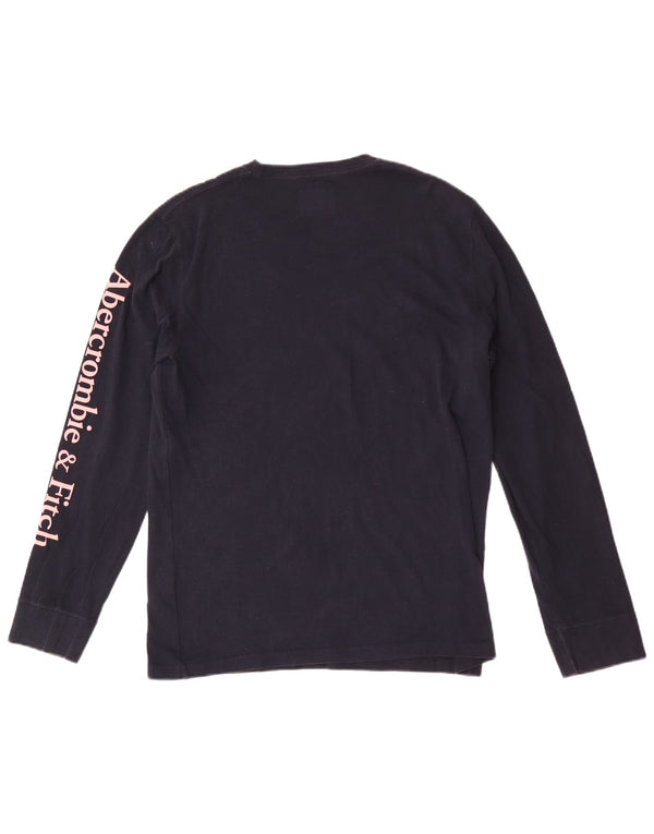 Abercrombie & Fitch Hombre Top gráfico manga larga pequeño algodón azul marino