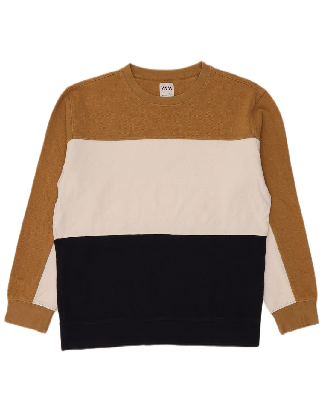 Zara Hombre Sudadera Jumper Large Multicolor Colorblock Algodón