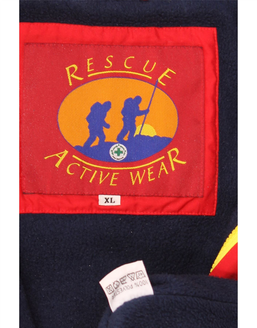 Vintage hombres chaqueta de esquí con capucha Reino Unido 42 XL rojo colorblock poliéster