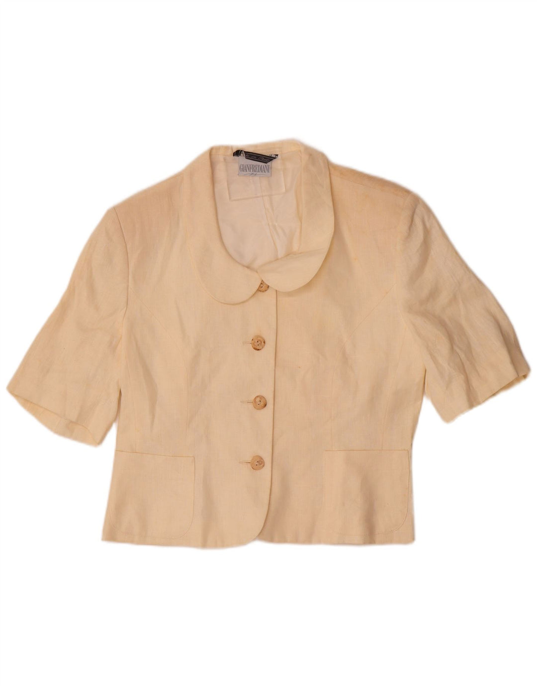 Gianfrediani Chaqueta Blazer de 4 Botones de Manga Corta para Mujer UK 46 Grande Beige