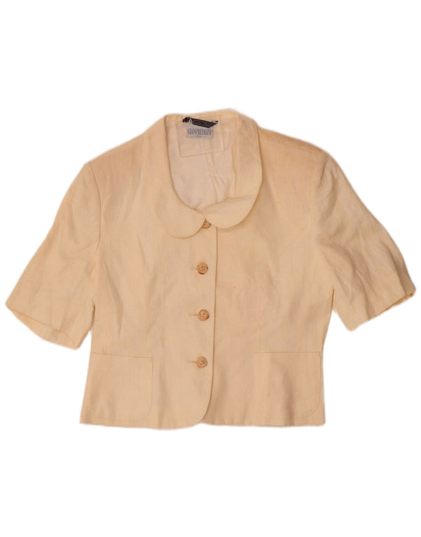 Gianfrediani Chaqueta Blazer de 4 Botones de Manga Corta para Mujer UK 46 Grande Beige