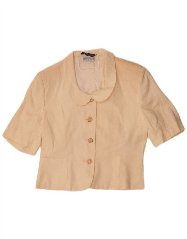 Gianfrediani Chaqueta Blazer de 4 Botones de Manga Corta para Mujer UK 46 Grande Beige