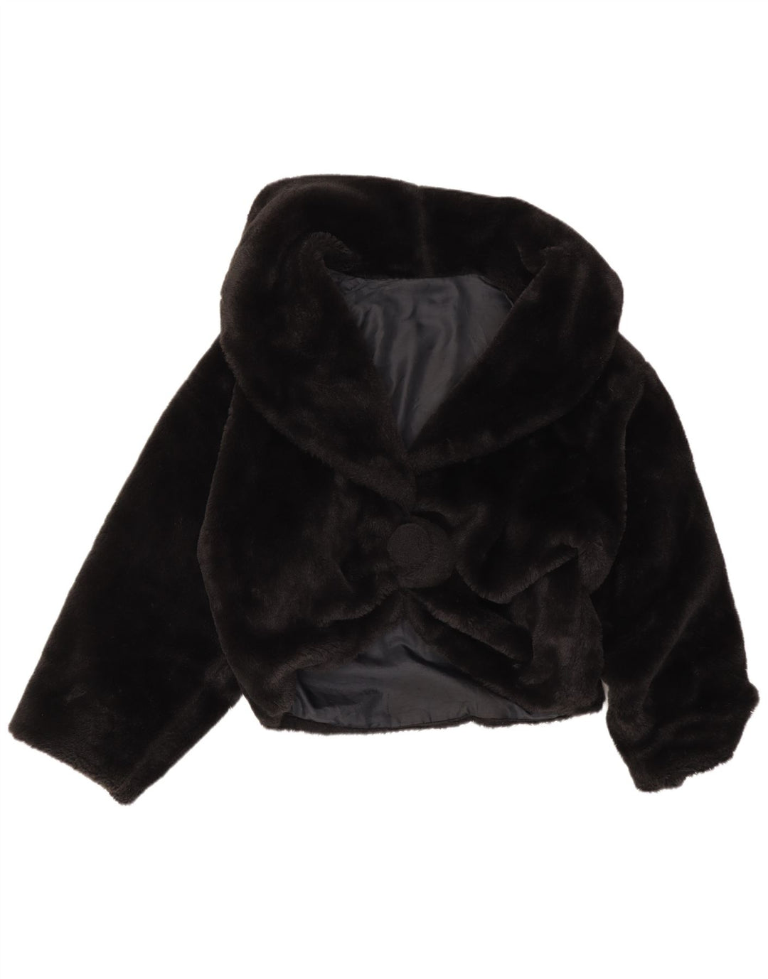 Vintage mujer oversize chaqueta de piel sintética Reino Unido 16 grande negro