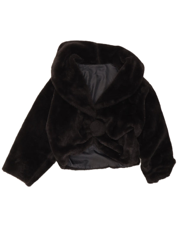 Vintage mujer oversize chaqueta de piel sintética Reino Unido 16 grande negro