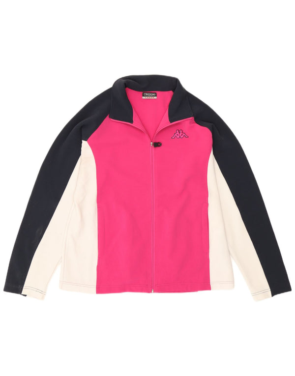 Kappa Mujer Chándal Top Chaqueta UK 40 Grande Rosa Colorblock Poliéster
