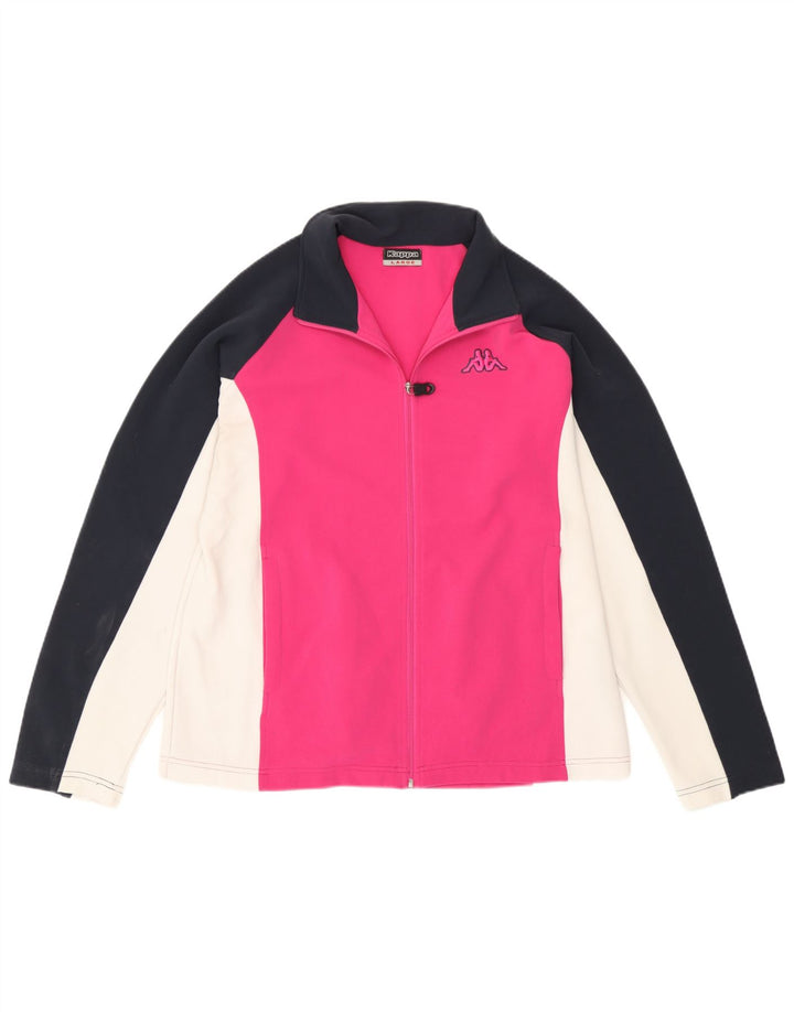 Kappa Mujer Chándal Top Chaqueta UK 40 Grande Rosa Colorblock Poliéster