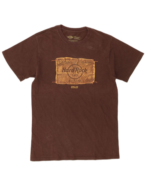Hard Rock Cafe Mens Oslo Graphic Camiseta Top Pequeño Algodón Marrón