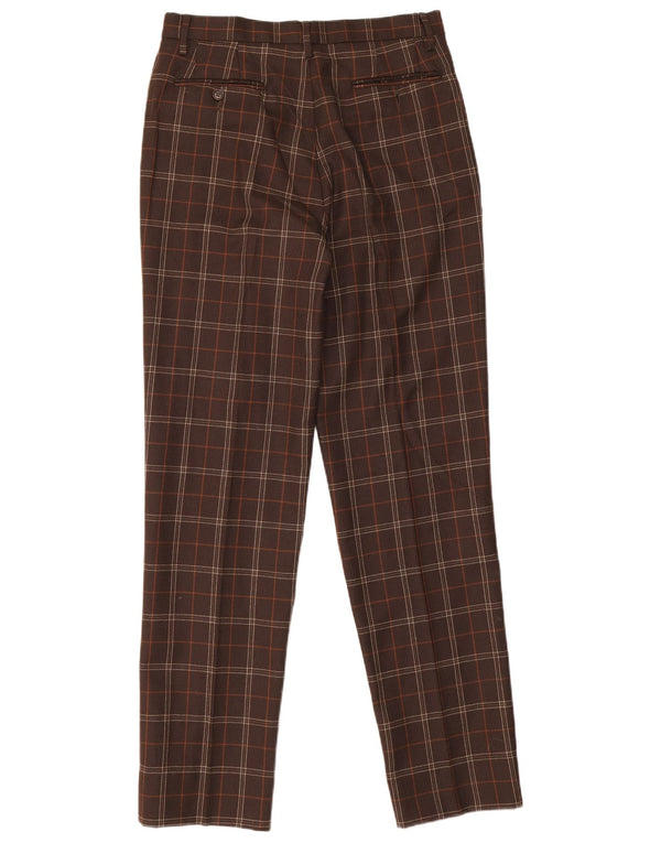 Sisley Pantalón de traje cónico para hombre IT 46 Small W30 L32 Acetato a cuadros marrón