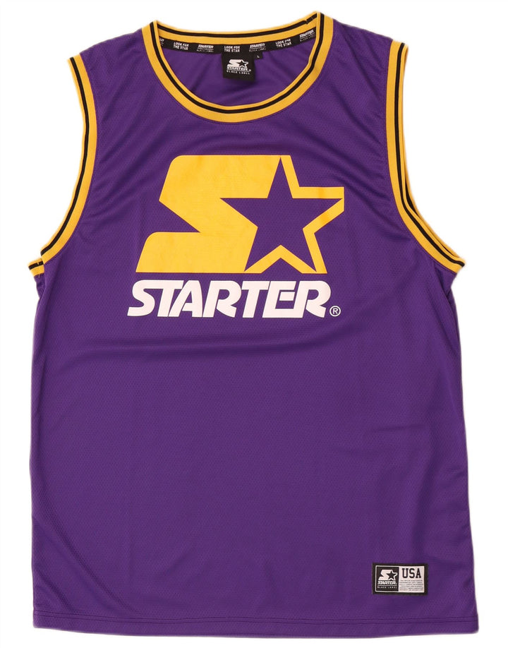 STARTER Hombre Graphic Vest Top Large Morado Colorblock Poliéster