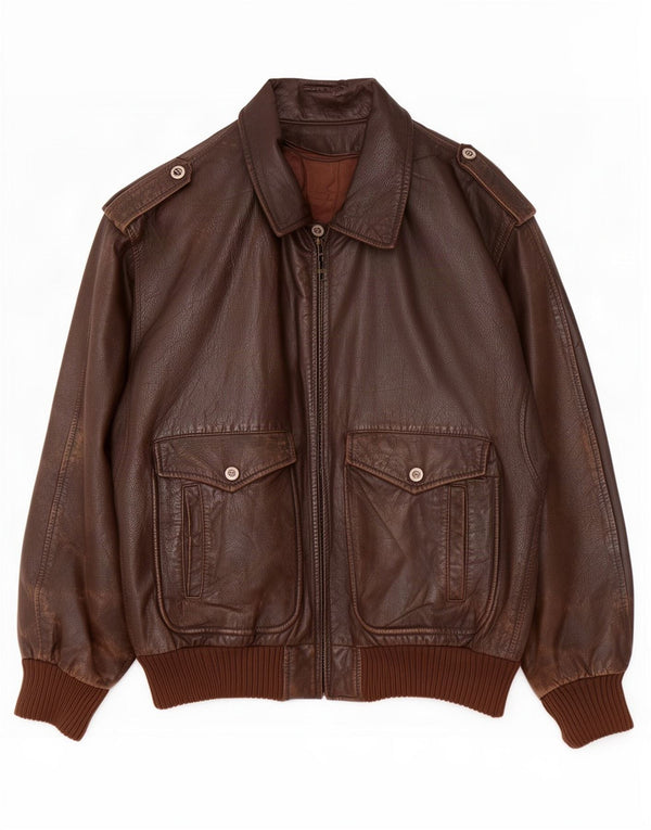 Chaqueta de cuero militar para hombre de la Fuerza Aérea de EE. UU. UK 42 XL Marrón