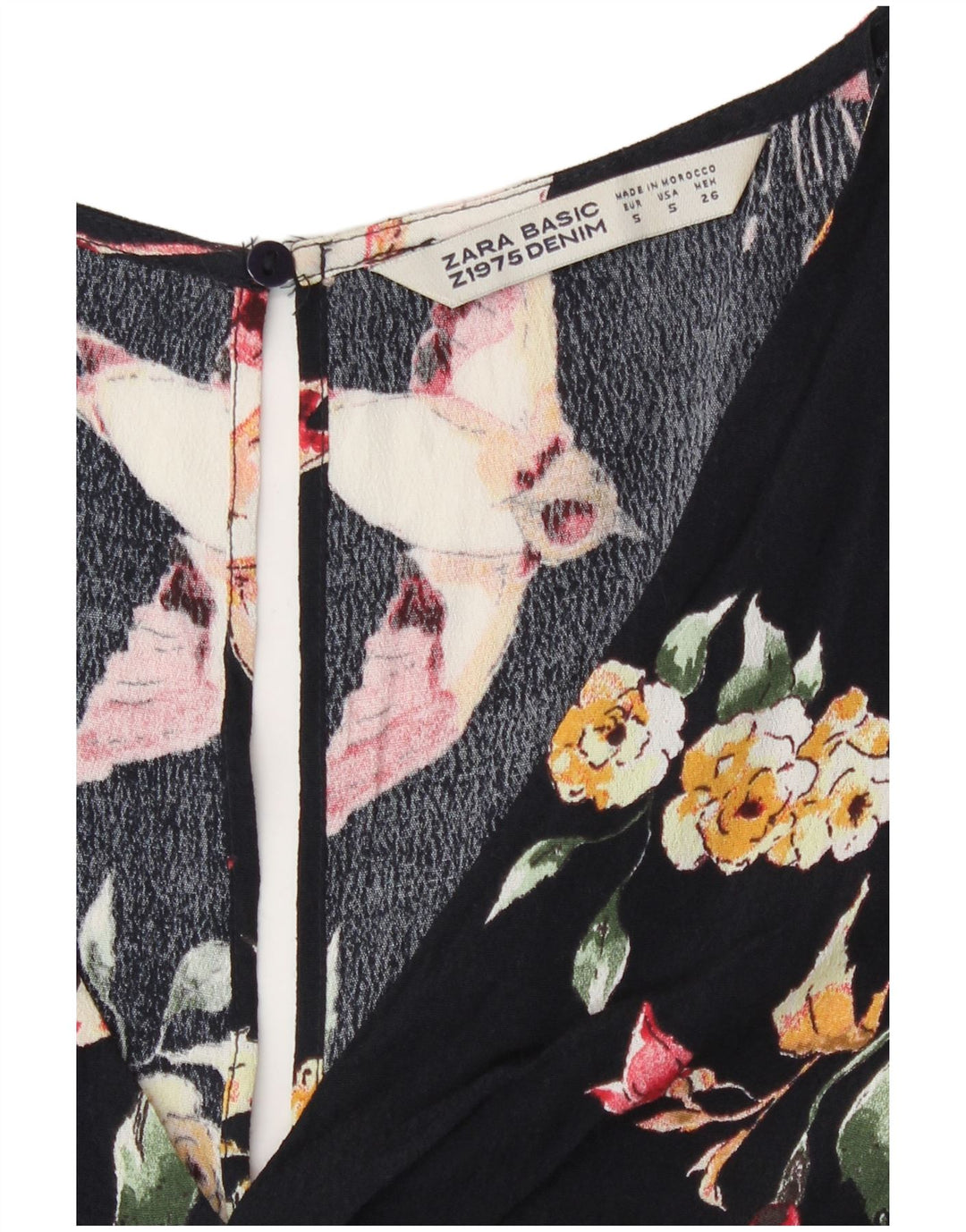 Zara Mujer Mono Corto UK 10 Small Negro Floral Viscosa