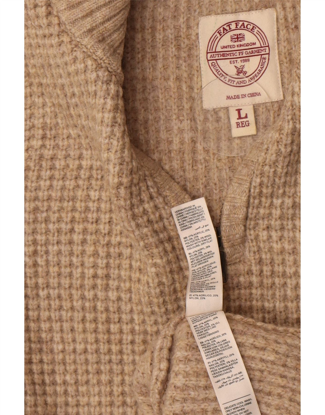 Suéter tipo jersey con cuello y cremallera para hombre de Fat Face Acrílico beige grande