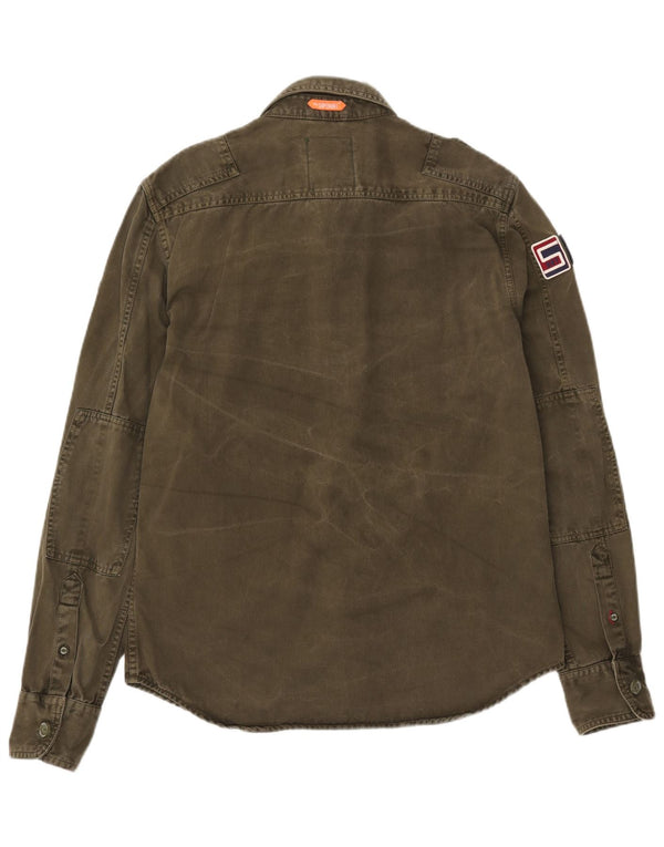 Superdry Camisa militar gráfica XL de algodón caqui