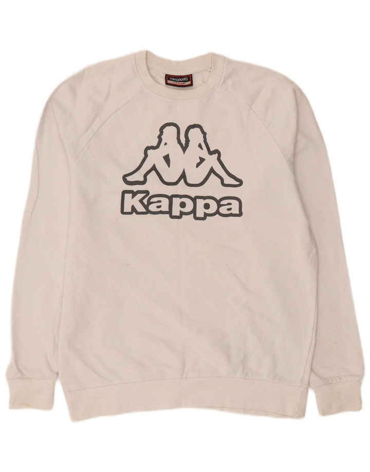 Kappa Hombre Sudadera Gráfica Jumper Large Algodón Blanco