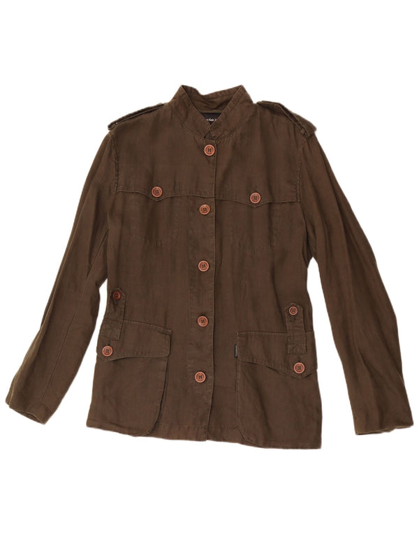 Calvin Klein Jeans Mujer Sobrecamisa Camisa Militar Lino Caqui Mediano