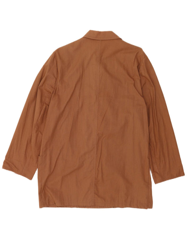 Vintage mujer doble pecho Blazer chaqueta Reino Unido 18 XL algodón marrón
