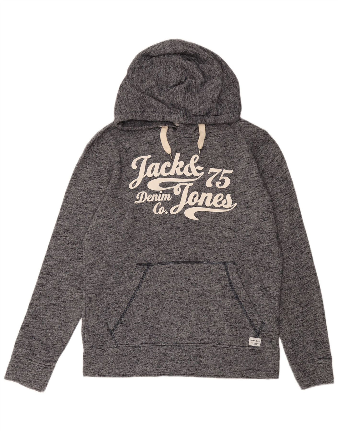 JACK & JONES Hombre Sudadera con capucha gráfica Jersey pequeño de algodón moteado en azul marino