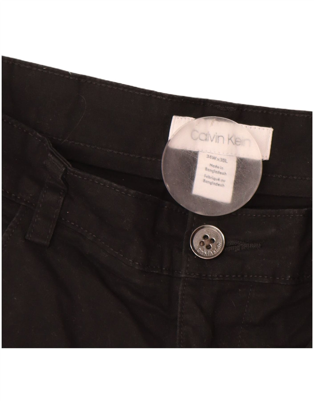 CALVIN KLEIN Pantalón casual recto para hombre W34 L30 Algodón negro