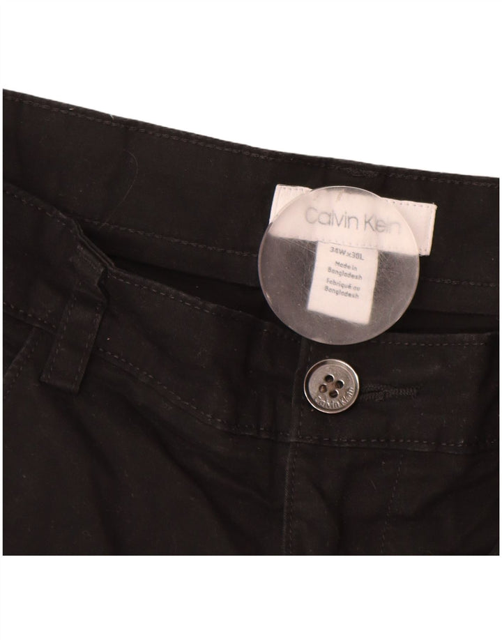 CALVIN KLEIN Pantalón casual recto para hombre W34 L30 Algodón negro
