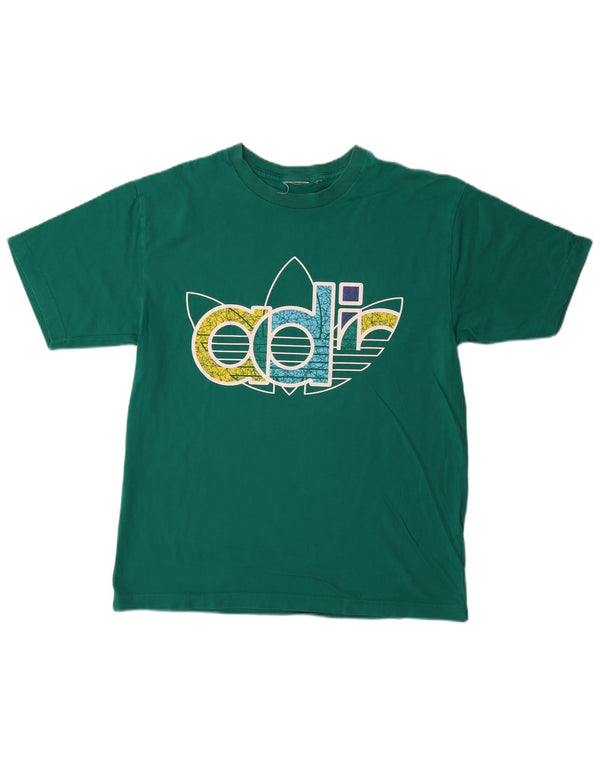 Adidas Hombre Camiseta Gráfica Top Verde Mediano
