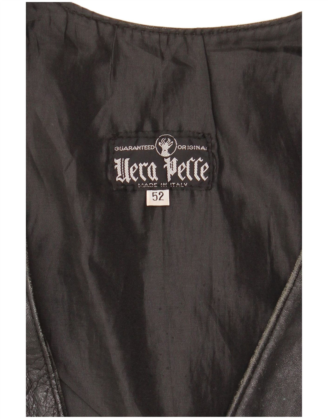 VINTAGE Chaleco de cuero para hombre IT 52 Cuero negro grande