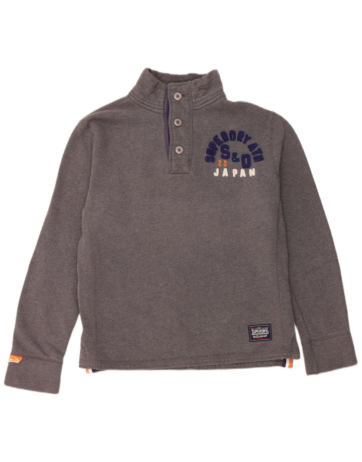 Superdry Sudadera Con Cuello Y Botones Gráficos Para Hombre Jersey De Algodón Gris Grande