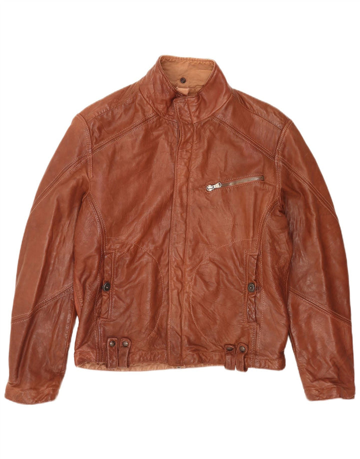Vintage hombres chaqueta de cuero reversible Reino Unido 40 marrón grande