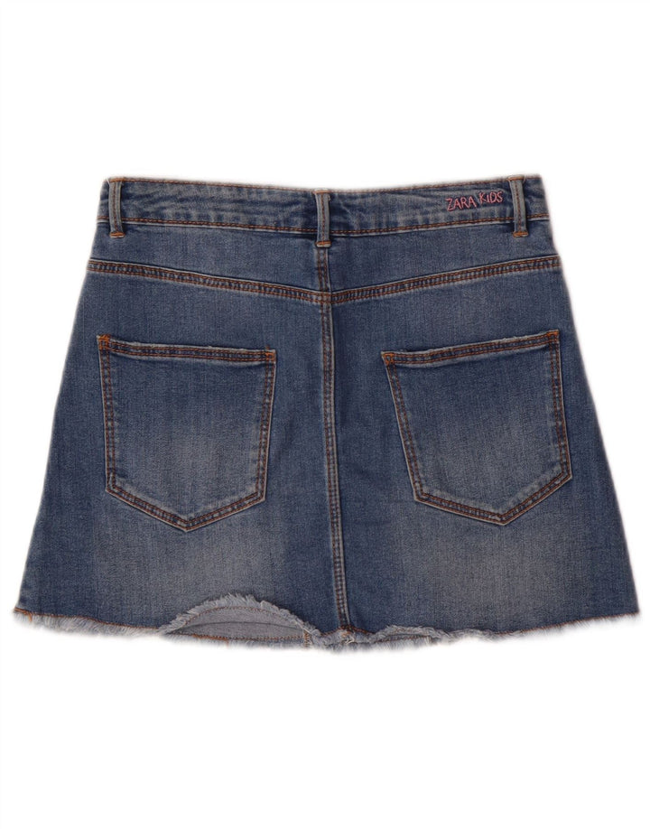 Zara Falda Niña Denim Desgastada 11-12 Años Azul
