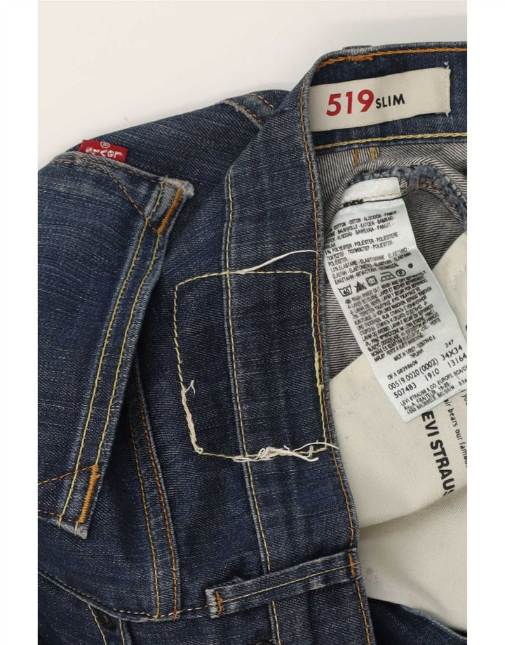 Levi's Hombre 519 Slim Jeans W34 L34 Algodón Azul