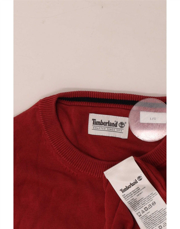 Timberland - Jersey de cuello redondo para hombre, talla grande, algodón rojo