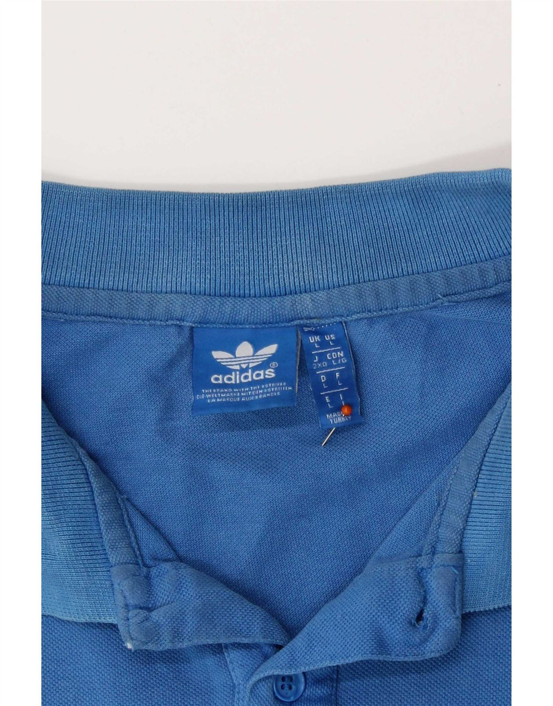 Polo Adidas Hombre Grande Azul Algodón