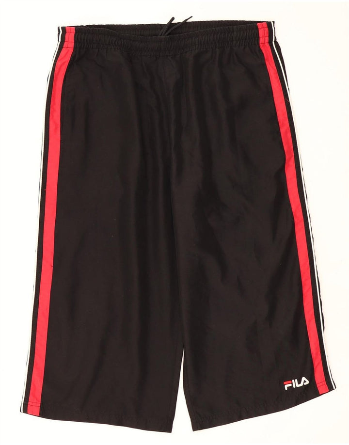 Fila Bermudas deportivas para hombre, pantalones cortos medianos negros